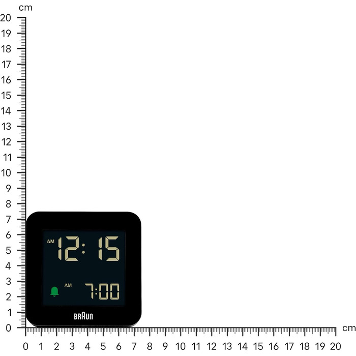 Цифровий будильник Braun з функцією повтору, негативним РК-дисплеєм, функцією швидкого налаштування, будильником Crescendo чорного кольору, модель BC09B. 1 упаковка