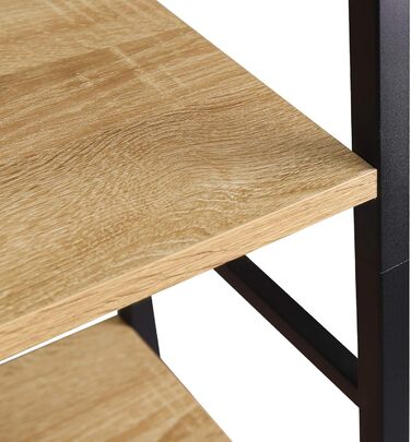 Окремостояча полиця WOLTU, металева полиця, книжкова шафа, полиця для зберігання, полиця для сходів, полиця для ванної кімнати, кухонна полиця, кутова полиця, полиця для сходів, полиця для сходів, висока полиця, 6 полиць, 50x176x30 см, світлий дуб RGB11he