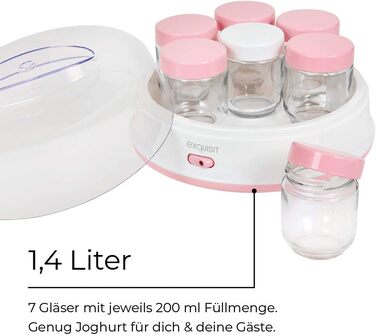 Йогуртниця Exquisit YM 3101 WEP зробіть свій власний йогурт йогуртниця 7 порційних баночок по 200 мл можна мити в посудомийній маш