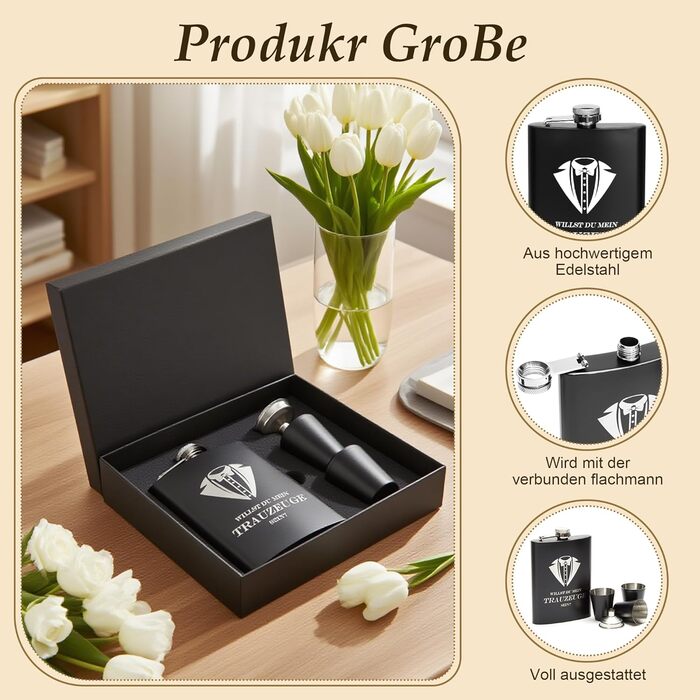 Подарунковий набір з гравірованої фляжки з нержавіючої сталі об&39ємом 8 унцій для боярина та подружки нареченої, чорна подарункова коробка з 4 чашками та лійкою, персоналізований весільний подарунок для чоловіків та жінок, ЧОРНИЙ