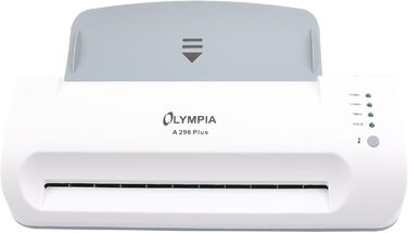 Ламінатор Olympia A 296 Plus із заднім завантаженням (80-175 мікрон, до DIN A4, візитні картки, ламінатор з плівками, комплект для ламінування для офісу, ламінатор для гарячого та холодного ламінування) одинарний