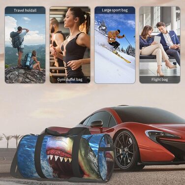 Спортивна сумка для подорожей, дизайн Акуляча голова, чорна, універсальний розмір