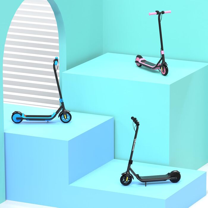 Електричний самокат EVERCROSS E6 для дітей, легкий 7-футовий електросамокат для 6-12 років, електросамокат із запасом ходу до 20 км та 7-кольоровими фарами, 3 режими швидкості (8, 12, 16 км/год), чорний