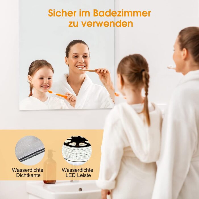 Інфрачервоний обігрівач дзеркала byecold 580 Вт настінний зі світлодіодним підсвічуванням (100x60 см), електричний інфрачервоний обігрівач дзеркала, електричний обігрівач дзеркала для ванної кімнати, дзеркало у ванній кімнаті з захистом від запотівання та