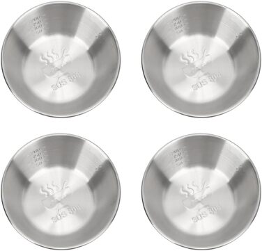 Набір посуду для кемпінгу Alomejor, 4-предметний набір мисок з нержавіючої сталі 304 зі складними ручками для активного відпочинку та походів, 12 x 4,5 см