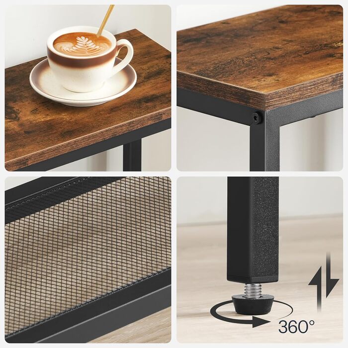 Вузький консольний столик HOOBRO, бічний столик 75 см, столик для передпокою, невеликий столик для демонстрації, диван-столик для невеликих приміщень, для входу, передпокою, вінтажний коричнево-чорний EBF79XG01 Вінтажний коричневийчорний