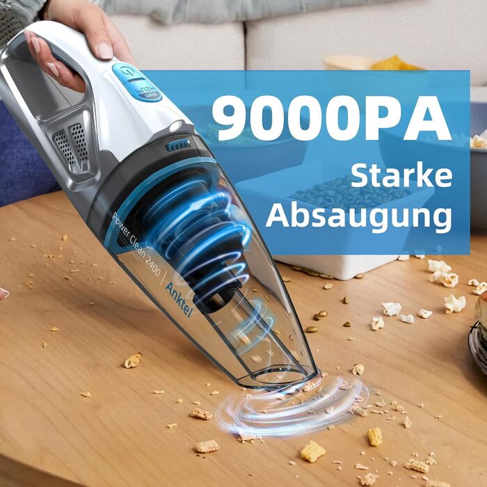 Ручний пилосос Anktel 9000Pa зі світлодіодним підсвічуванням Ручний пилосос акумуляторний для вологого та сухого прибирання з миюч