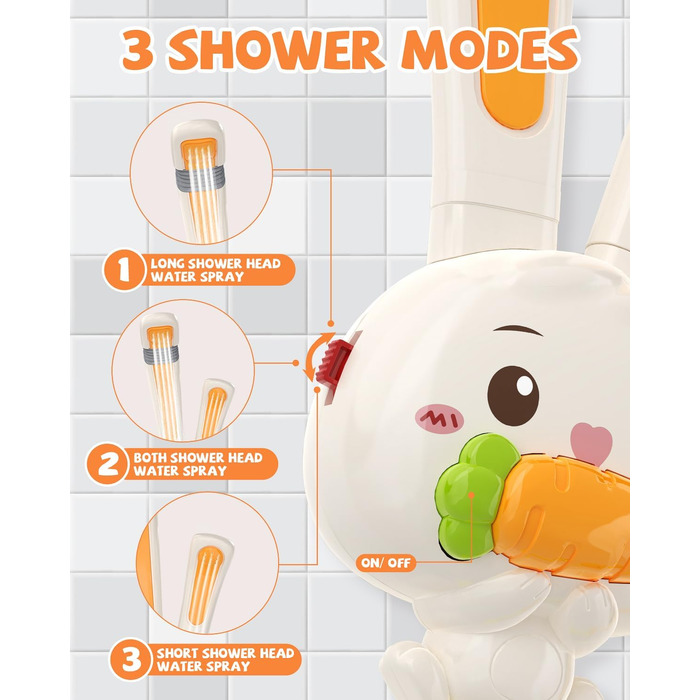 Іграшки для ванни з 2 насадками для душа, електрична іграшка для ванни з розпилювачем води з акумуляторною батареєю, плаваючі твар