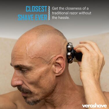 Бритва для лисої голови Veroshave з 7 лезами для чоловіків - бездротова акумуляторна машинка для стрижки волосся з вигнутими лезами, чисте та ретельне гоління, зручний набір для догляду за волоссям у подорожах