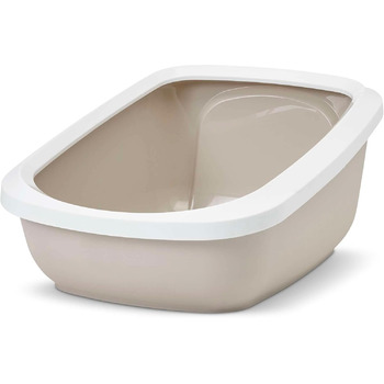 Котячий лоток з бортиком ASEO Jumbo біло-бежевий 67,5 x 48,5 x 28 см