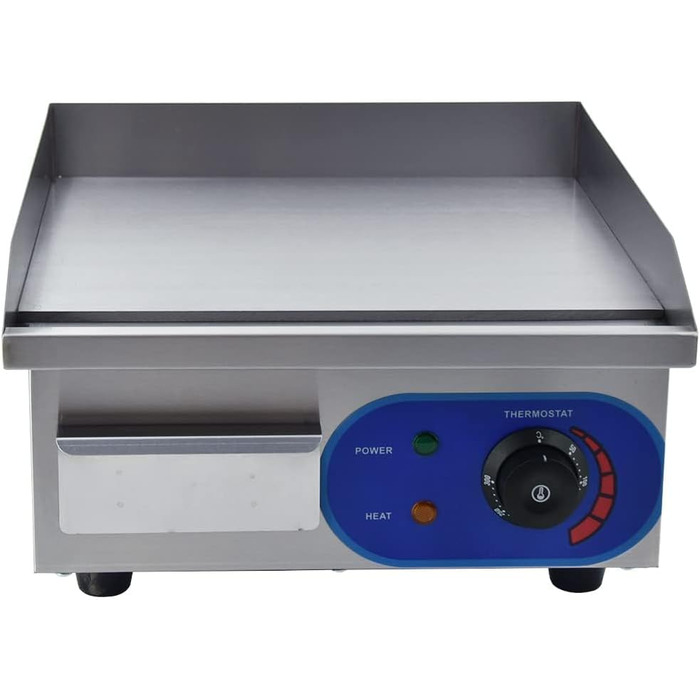 Електричний гриль, нержавіюча сталь, настільний гриль, професійний, 220 240 В, 1500 Вт, залізна пластина для гриля, гладка поверхня, захист від бризок (35,5 x 30 см)