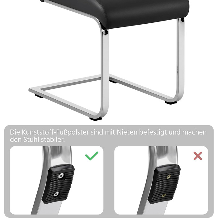 Обідні стільці Yaheetech, комплект з 2 шт. , консольні обідні стільці, вантажопідйомність 135 кг, чорна штучна шкіра, комплект з 2 шт.