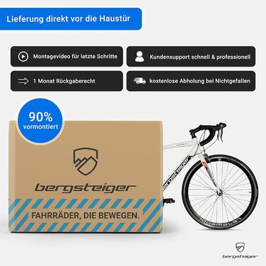 Шосейний велосипед Bergsteiger Tourmalet 28 дюймів, алюмінієвий гравійний велосипед з 14-швидкісними передачами, важить лише 11 кг, гравійний велосипед підходить для чоловіків та жінок зростом від 170 см, білий, 28 дюймів