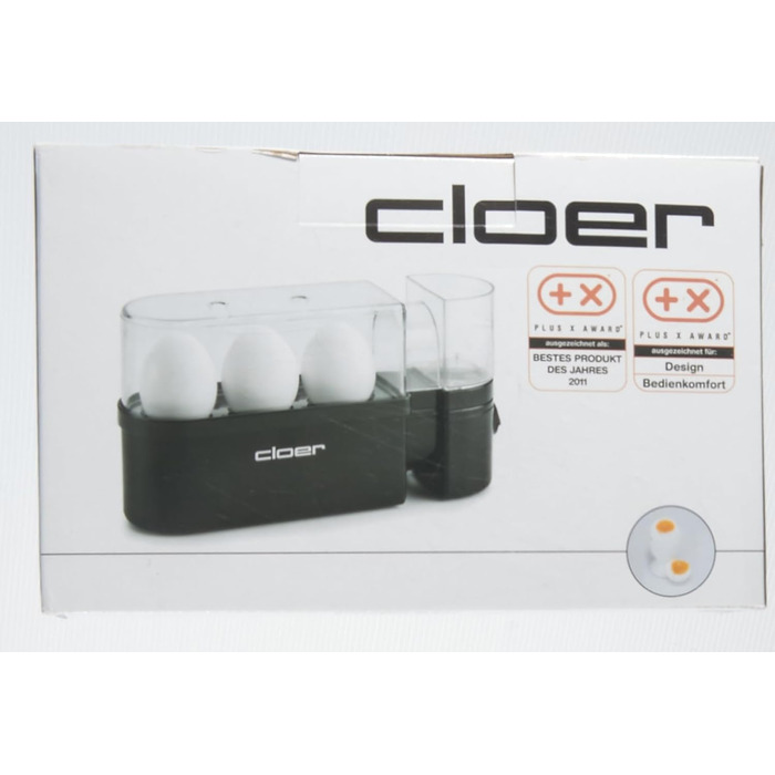 Яйцеварка Cloer 6020, до 3 яєць, знімна переноска для яєць, функція сервіровки, 300 Вт, пластик, чорний