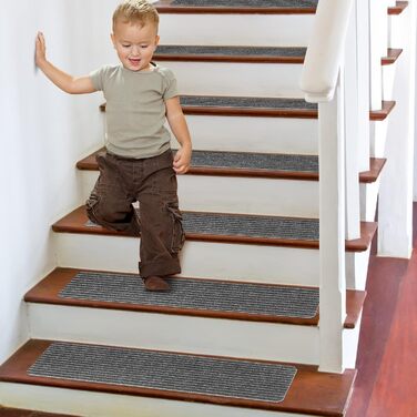 Килимки для сходів ToStair, 76смx20см (15 шт. ) протиковзкі сходові накладки для дерев'яних сходів, килимок для захисту сходів в п