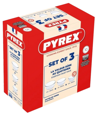 Набір мисок Pyrex, 3 шт (0.7 л, 1.1 л, 2.3 л) (7092364)