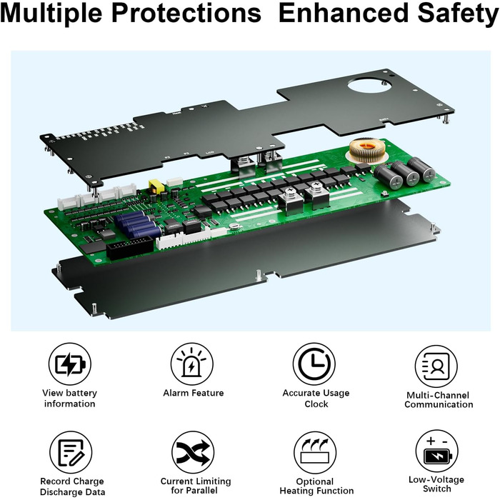 Інверторний блок керування сонячною енергією JKBMS 8S-16S 24V-48V 150A, домашній накопичувач енергії BMS 1A, активний баланс, вбудований Bluetooth з RS485 CAN для сонячної системи (JK-PB1A16S15P) JK-PB1A16S15P V15