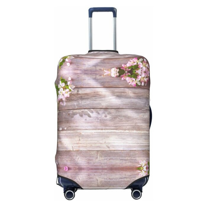 Чохол для валізи Весняні квіти з міцного поліестеру, захисний, еластичний, чорний, розмір 90 см