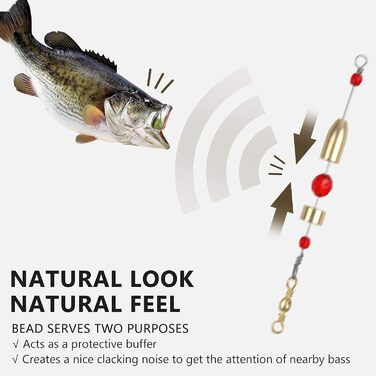 Рибальські оснастки Carolina, 5 шт. , готова оснастка CRR Carolina Ready Rig з латуні, попередньо зібрана, з рибальським вантажем, вертлюгом для лову окуня, для морської та прісної води, розміри 1/4, 3/8, 1/2, 3/4, 28,3 г, золотистого кольору, 3/4 унції -