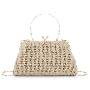 Сумка-клатч жіноча для вечірок та відпочинку, бежева. Ідеально підходить для пляжу, весілля, коктейльної вечірки або випускного.