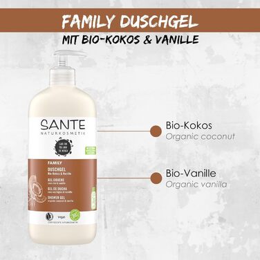 Гель для душу SANTE Naturkosmetik Family, 950 мл, Кокос та Алое