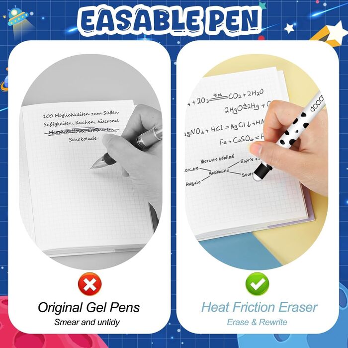 Набір гелевих ручок, що стираються - різдвяні гелеві ручки для ручок, що стираються, з термочутливим чорнилом, що стирається, різні кольори чорнила, 0,7 мм (24 ручки, що стираються, у сліпому полі)