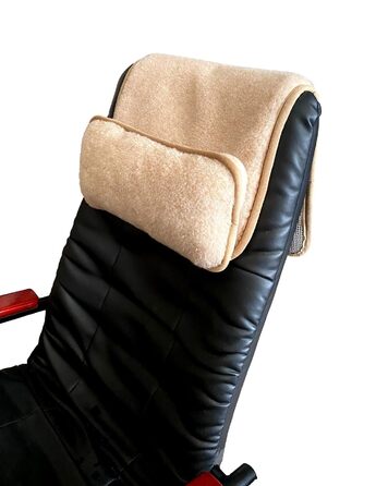 Подушка для шиї для крісел - маленька подушка - подушка для шиї - 100 вовна - протиковзка підкладка (бежева вовна альпаки) 20 вовна альпаки, 80 вовна мериноса