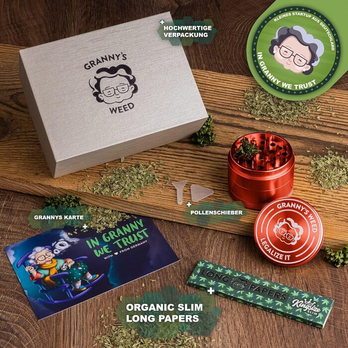 Алюмінієва шліфувальна машина преміум-класу Granny Гостра, як бритва, шліфувальна машина 4 частини в т.ч. штовхач пилку Подрібнювач трав у малиново-червоному кольорі та інші благородні дизайни 5,5 см