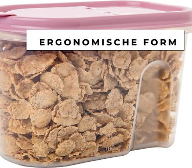 Контейнери для зберігання SUSTANIA, набір з 4 шт. , різні розміри, 1 л, прозорі з кришками на шарнірах, диспенсери для пластівців, пластик, ідеально підходять для пластівців, зроблено в Європі, 100 придатні для переробки