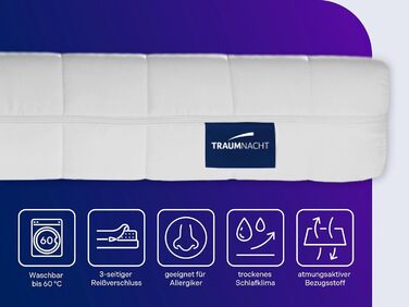 Ортопедичний матрац Traumnacht із 7 зонами та пружинами кишенькової форми, рівень жорсткості 3 (H3), 100 x 200 см, сертифікований Oeko-Tex, виготовлений відповідно до німецьких стандартів якості, 100 x 200 см, 16 см