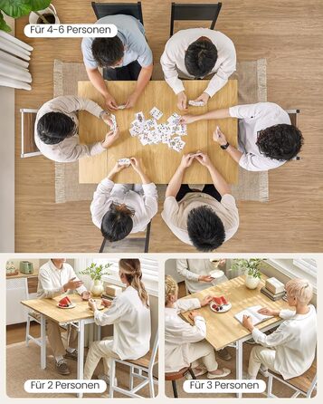 Обідній стіл VASAGLE, розкладний кухонний стіл для 2-4 осіб, для невеликих приміщень, натуральний дуб-хмарно-білий KDT077Y01 Натуральний дуб хмарно-білий Стільці не входять до комплекту