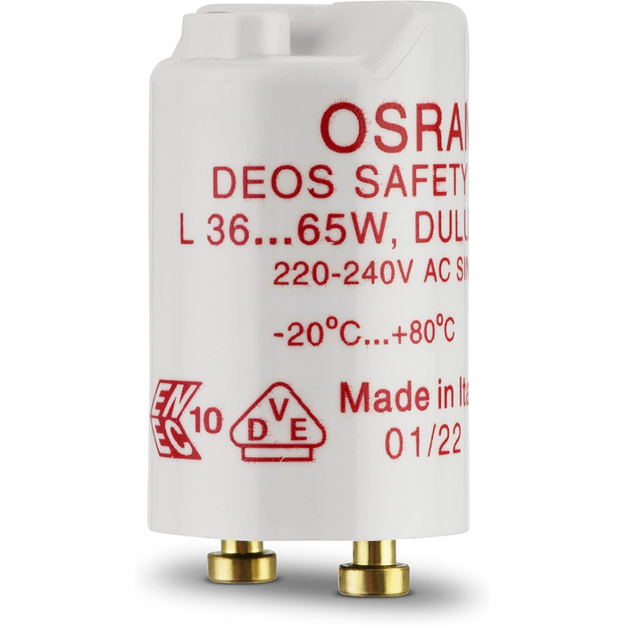 Стартер для люмінесцентних ламп, стартер для люмінесцентних ламп, 30-65 Вт, білий, 0503282555