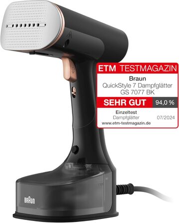Паровий випрямляч Braun QuickStyle 7 GS7077BK, технологія Dual FreeGlide 3D, технологія FastSteam, відпарювач, пара 35 г / хв, рез