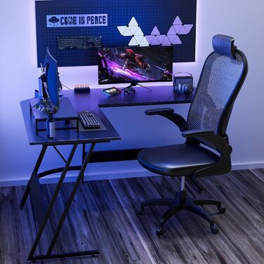 Геймерський стіл Yansee L-подібної форми, кутовий стіл для геймерів, великий комп&39ютерний стіл, 130x130 см, чорний