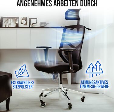 Ергономічне офісне крісло ПЕРЕМОЖЕЦЬ ТЕСТУ Коліщатка, що не подряпаються, повітропроникне Ергономічне робоче крісло Офісне крісло, вантажопідйомність 150 кг Комп&39ютерне крісло Обертове крісло Ергономічне офісне крісло, чорне