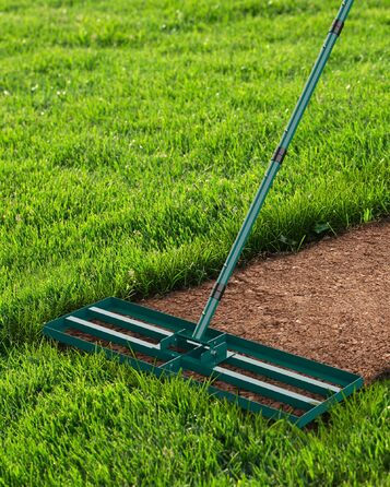 Гребінь для газону Rasen Rakel 76x25 см з ручкою 198 см, вирівнювач газону, широкий гребінь для піску, садовий аератор/гребінь для подвір'я, газону та гольф-поля (198 см, 76x25 см)