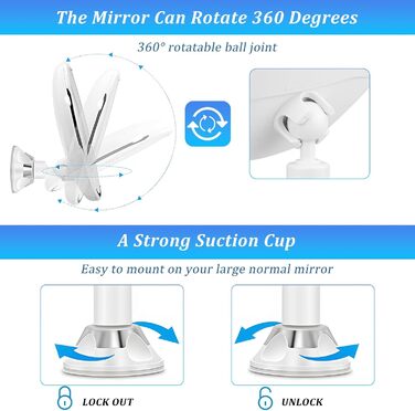 Косметичне дзеркало 10-кратного збільшення, дзеркало для макіяжу зі світлодіодним підсвічуванням, поворотне дзеркало для гоління на 360 з присоскою настінне дзеркало збільшувальне дзеркало на 3 батарейках AAA для дому та подорожей - біле