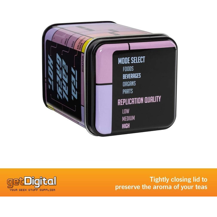 Бляшанка для чаю getDigital. Earl Grey. Гаряча - Бляшанка з кришкою для розсипного чаю - Зображення реплікатора з класичного науково-фантастичного серіалу, 500 мл