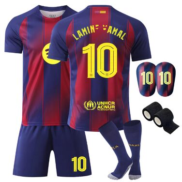 Новий дитячий комплект футбольної майки, тренувальна футбольна майка, домашня/виїзна футбольна майка, футболки для фанатів, швидковисихаюча, дихаюча футбольна майка з щитками для гомілок, 130-140C