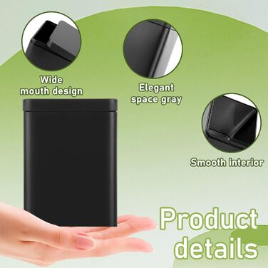 Чайні банки SHUESS, 15 шт. , для розсипного чаю, 100-250 г квадратна металева чайна банка, сірого кольору, 8x8x11 см, герметична та штабельована для зберігання розсипного чаю, кави та спецій елегантні банки для зберігання, матовий дизайн