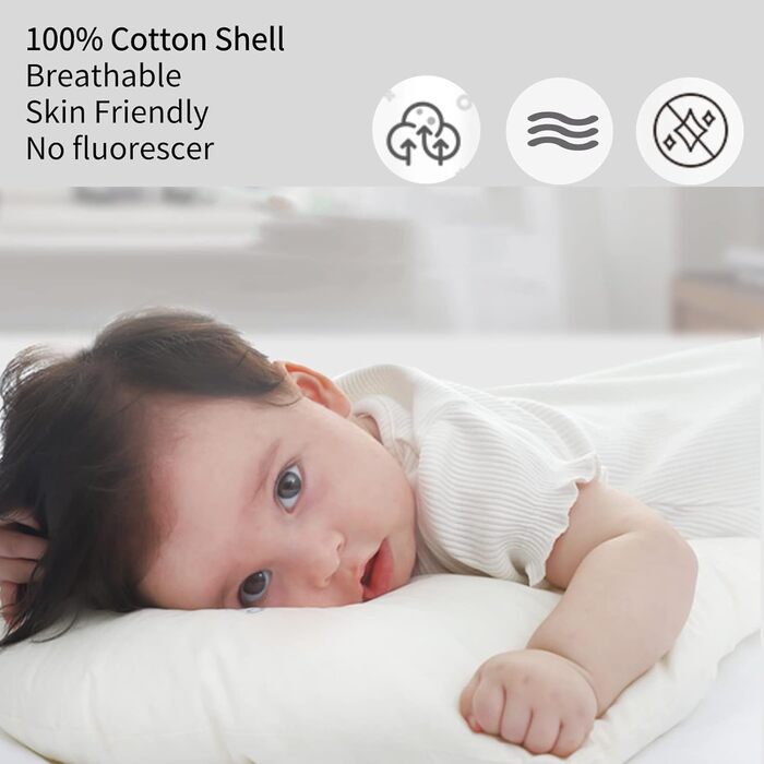 Дитяча подушка 40x60 см з бавовняною наволочкою - М'яка бавовняна подушка, на якій сплять діти - Гіпоалергенна дитяча подушка - Ди