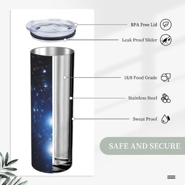 Кухоль з прямою трубочкою, дизайн із зоряним небом, дорожній кухоль, підходить для кемпінгу, офісу та дому, 590 мл