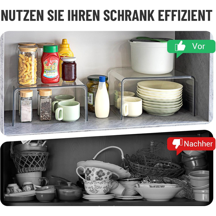 Прозора стійка для спецій, 4 кухонні органайзери, штабелювані органайзери для кухонних шаф, міні-декоративна полиця, кухонний органайзер для спецій, полиця на кухонній стільниці, сходи для спецій, органайзер для туалетного столика, набір з 4 шт.