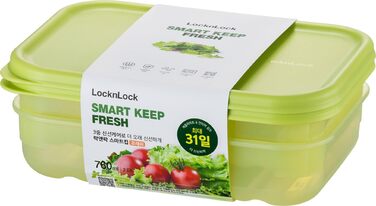Контейнери Lock&Lock для зберігання продуктів з кришками набір з 2 шт., штабельовані, без BPA для фруктів та овочів, придатні для мікрохвильової печі, морозильної камери та посудомийної машини (760 мл)