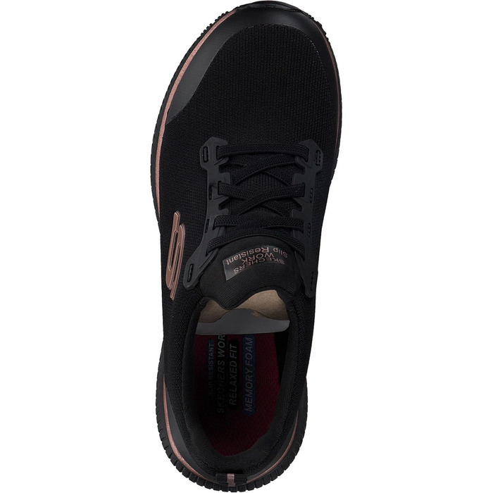 Кросівки Skechers Work Squad SR чорні з плоским в&39язанням та рожево-золотистою обробкою, 40 EU