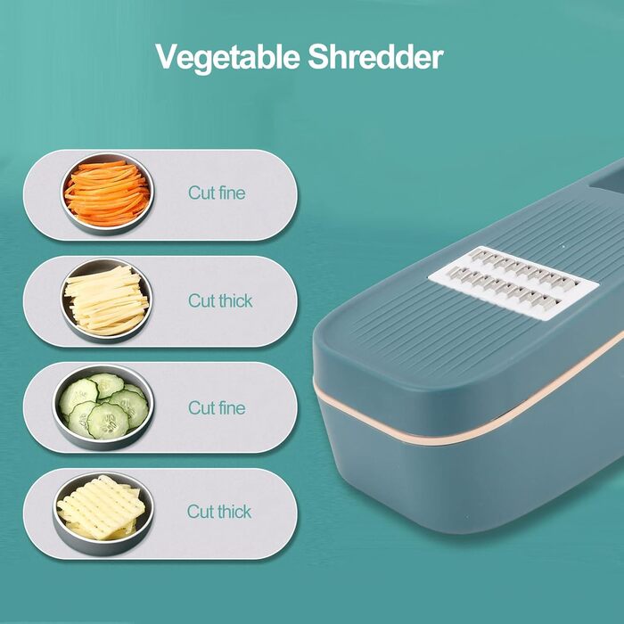 Багатофункціональний подрібнювач овочів Miokycl, ручний подрібнювач сиру із захисним кожухом для рук для зливу, шинкування, зберігання овочів