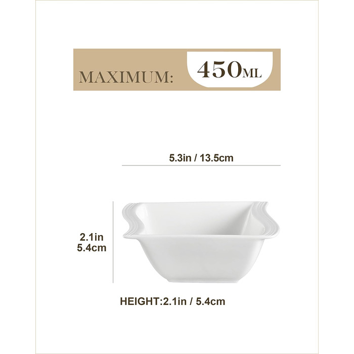 Серія FLORA, набір мисок для порцелянових кремових пластівців з 6 предметів, миска для рису 450 мл, десертна миска для закусок для