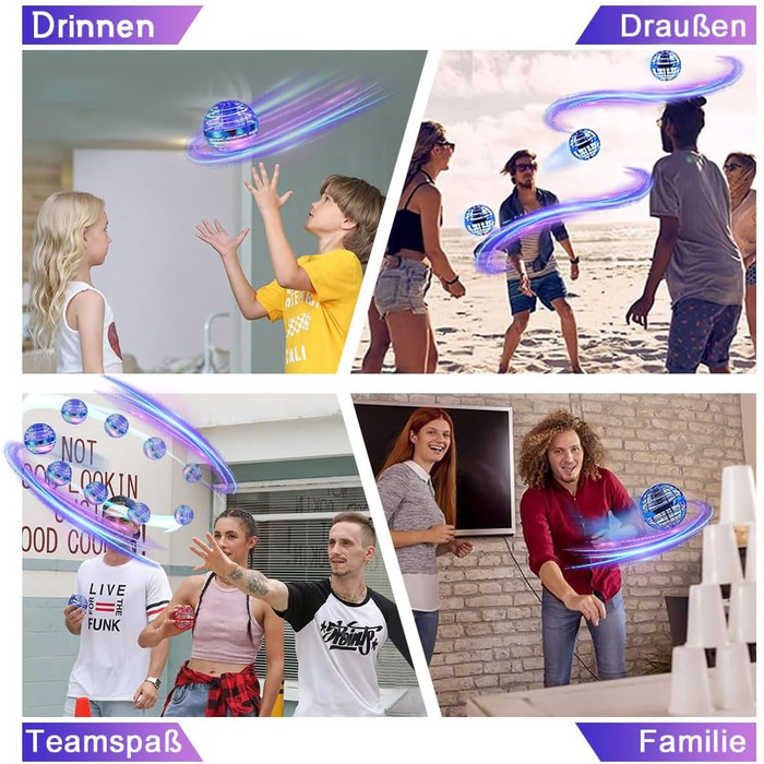 Літаюча куля, чарівна кулька-спіннер RGB, світлодіодна кулька-спіннер, міні-дрон для дитячих іграшок, літаюча куля, літаюча куля, подарунки Nova для хлопчиків та дівчаток, для приміщень та вулиці, професійний (синій) синій