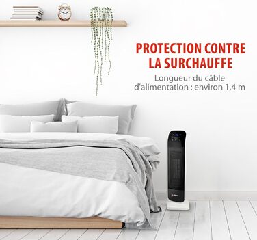 Електричний обігрівач та вентилятор Alpina - коливальний баштовий вентилятор з пультом дистанційного керування та таймером - регульована температура від 15 до 35C - обігрів та охолодження - 20 x 18 x 61 см електричний обігрівач та вентилятор 2000 Вт