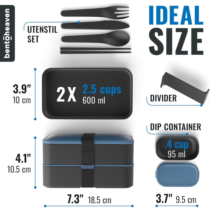 Преміум бенто-ланчбокс у 8 сучасних кольорах, 2 відділення, герметичний, з контейнером для соусу, перегородкою, японська бенто-скринька для дорослих та дітей, безпечний для мікрохвильової печі та посудомийної машини, блакитний